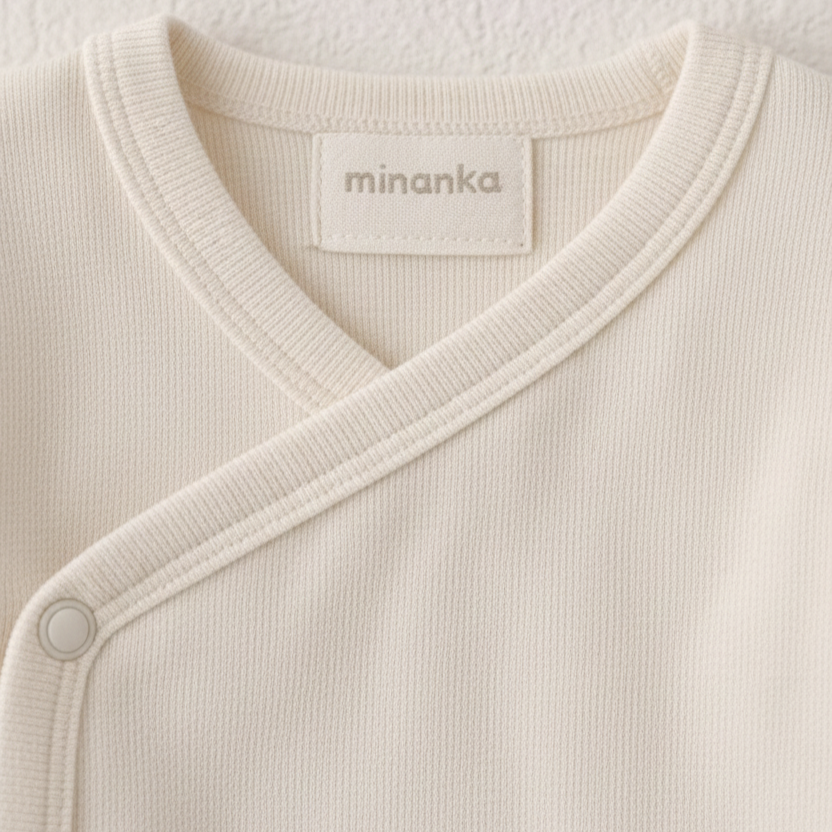 Minanka Organik Pamuk Uzun Kollu Yenidoğan Zıbın – Krem