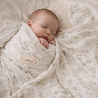 Minanka %100 Pamuk Yenidoğan Müslin Örtü – Krem